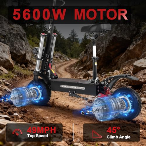 Image of ZO03 Electric Scooter for Adults, 5600w Dual Motors 47 MPH Top Speed, 50 Miles Long Range Off-Road Tires Sport Escooter, Oil Hydraulic Brake & Dual Suspension, Folding Commuter E-Scooter Adults