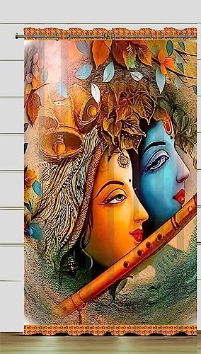 VJK FAB God Curtain for Poojaghar Curtains for Poojaroom/Temple/Home Mandir Parde 4x5 feet Set of 1 Window Size Curtain