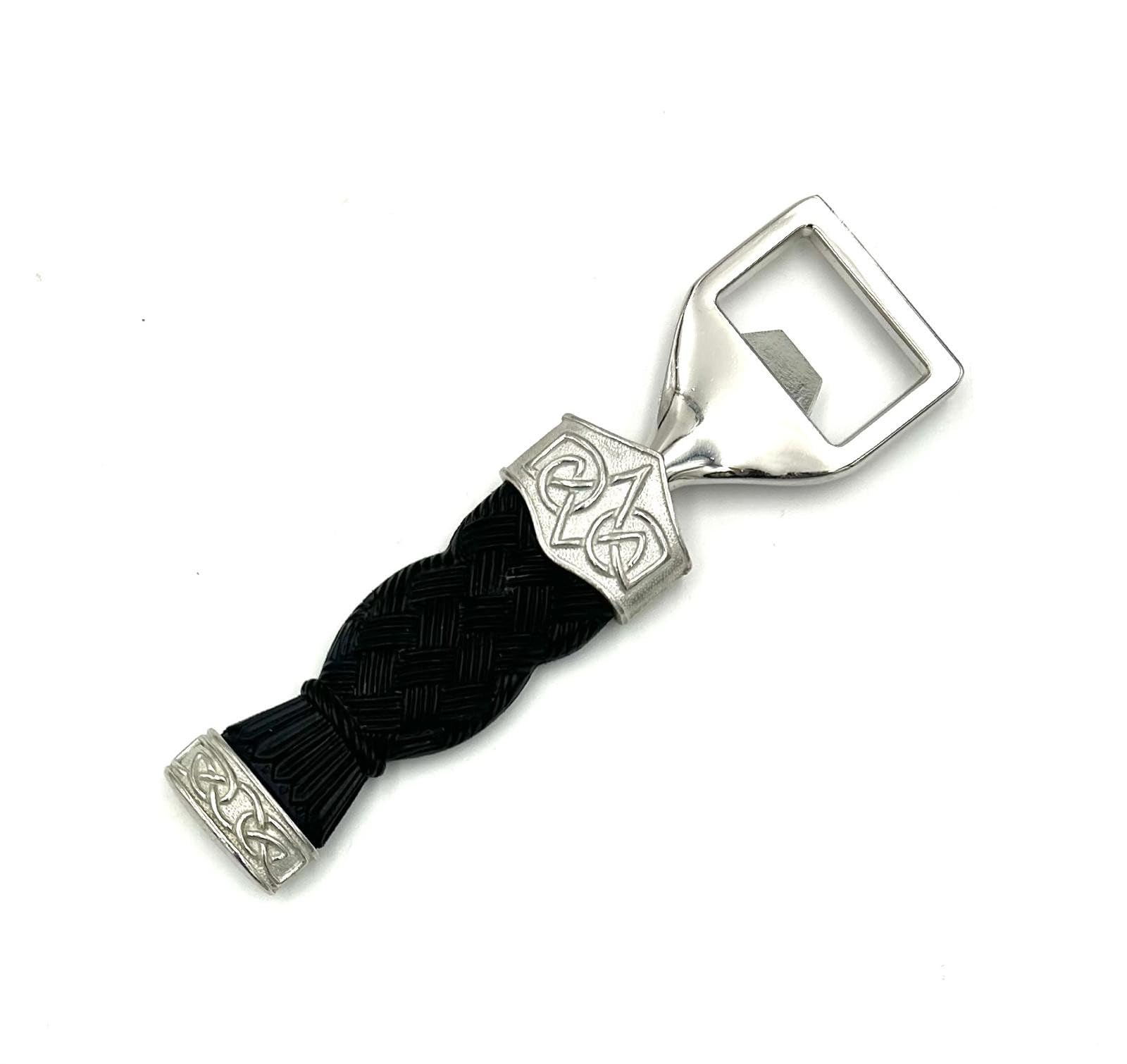Celtic Top Bottle Opener Sgian Dubh - Scottish Heritage Gift, Pewter Finish, Clan Badge Option, Handcrafted in Scotland