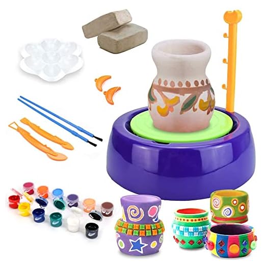 IAMGlobal Pottery Wheel, Art Craft Kit, DIY Pottery Studio, Craft Activity, Artist Studio, Ceramic Machine with Air-Dry Clay, Educational Toy for Kids Beginners (Purple)