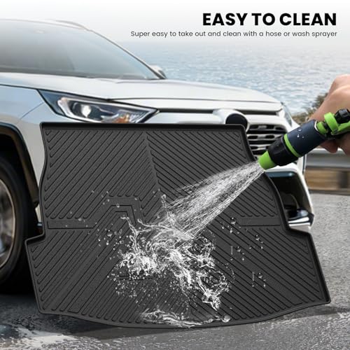 Image of LASFIT Cargo Trunk Mat for Toyota RAV4 2019-2025 (Include Hybrid) | 100% TPE All Weather Rear Cargo Liner with Backrest Mats Custom Fit Waterproof RAV 4 Automotive Accessories, Black