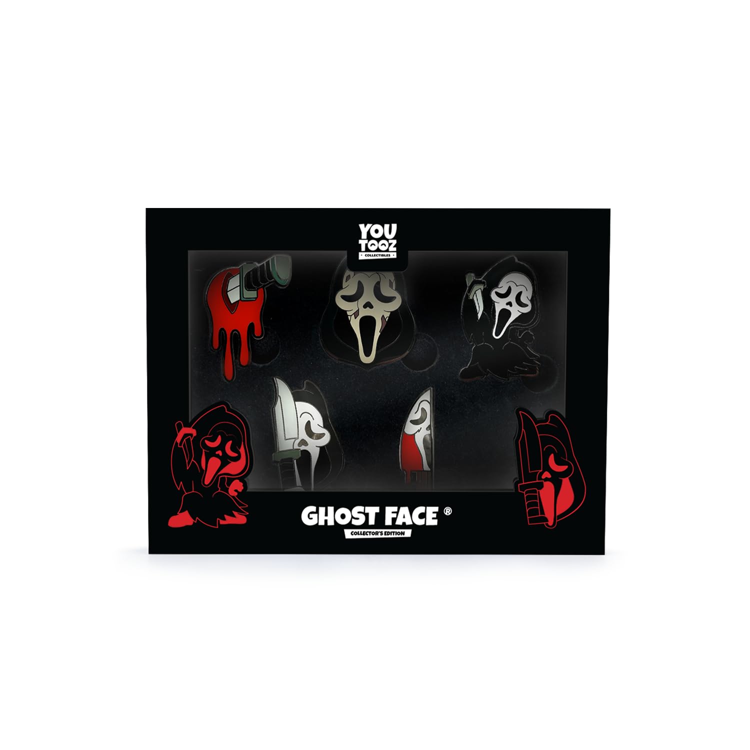 Scream Presentoir Zestaw przypinek Duch Twarz 9 cm (5), Jeden rozmiar, PVC, Agat
