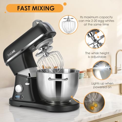 Image of 8.4QT Commercial Stand Mixer 800W with Aluminum Die Casting Meets the Standard of NSF /ANSI 8-2023, Mixers Kitchen Electric Stand Mixer with Stainless Steel 8L Bowl, Dough Hook, Whisk and Beater, Black