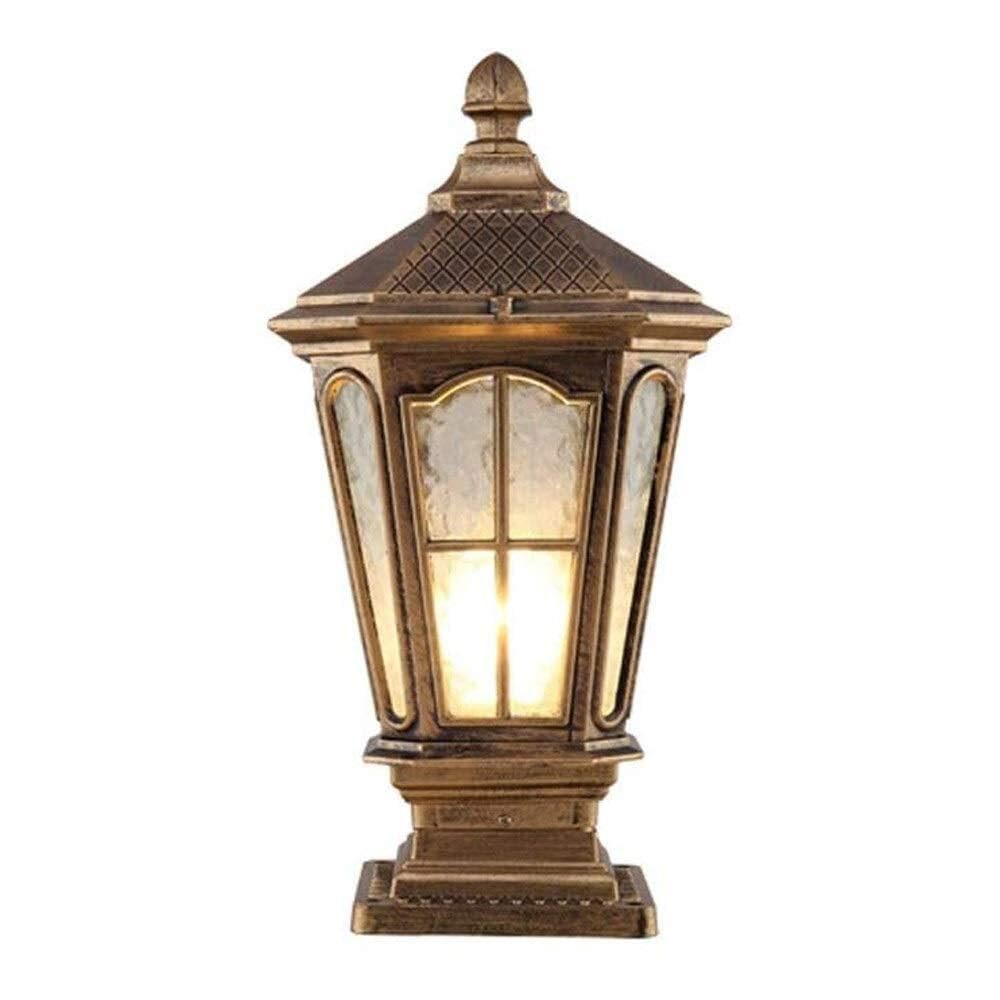 QUSYZD Column Light Square Outdoor Post Light Pier Mount Mediterranean Street Lantern Glass Door Column Tabletop Lighting for Deck Patio House Driveway Pillar Lamp Ip55 Rated E,Gold