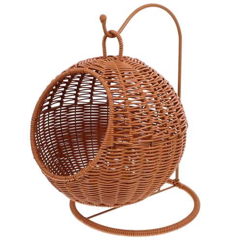Hemoton Hanging Fruit Baskets for Kitchen, Rattan Countertop Vegetable Storage Snacks Candy Serving Container Fruits Stand Holder Storage Organizer for Kitchen