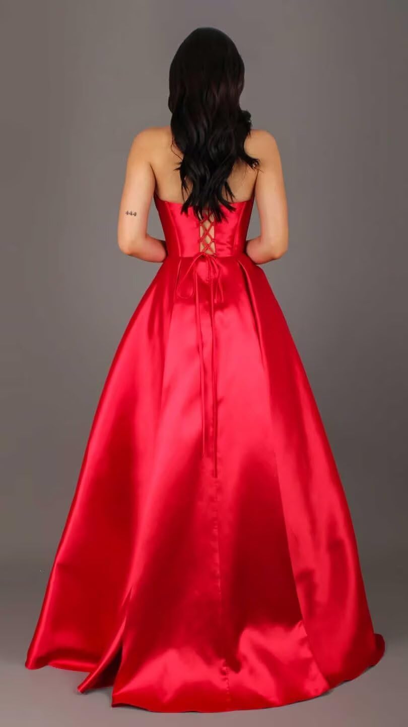 Strapless Prom Dress for Women 2026 Sequin Satin Bridesmaid Dresses with Slit Long Party Pageant Gowns AKO018 - Image 2