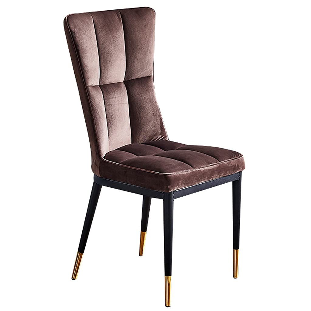 Chaise de salle à manger en velours avec pieds métal pour salon marron