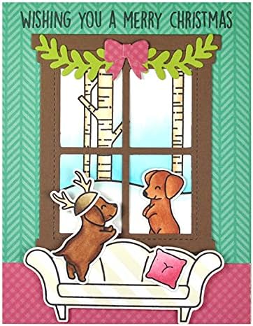 Lawn Fawn Furry and Bright 3”x4” Clear Stamp Set and Coordinating Lawn Cuts Dies, Bundle of 2 Items (LF2670 LF2671)
