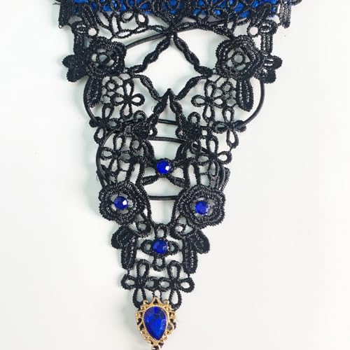 Black Lace Gloves for Women Cubic Zirconia Feather Swan Wings Wrist Bands Witch Angel Costume Accessories 5