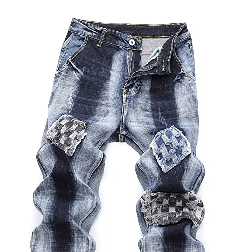 Retrobroek voor heren Modetrend Comfortabel Eenvoudig Dagelijks Persoonlijkheid Veelzijdig Ademend Lichtgewicht Splicing-jeans - Afbeelding 4