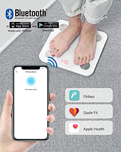 Bluetooth Body Fat Scale, HOMEVER Smart BMI Scale Digital Bathroom Wireless Weight Scale, Body Composition Analyzer with Smartphone App with Bluetooth, 400 lbs - White - Thumbnail 7