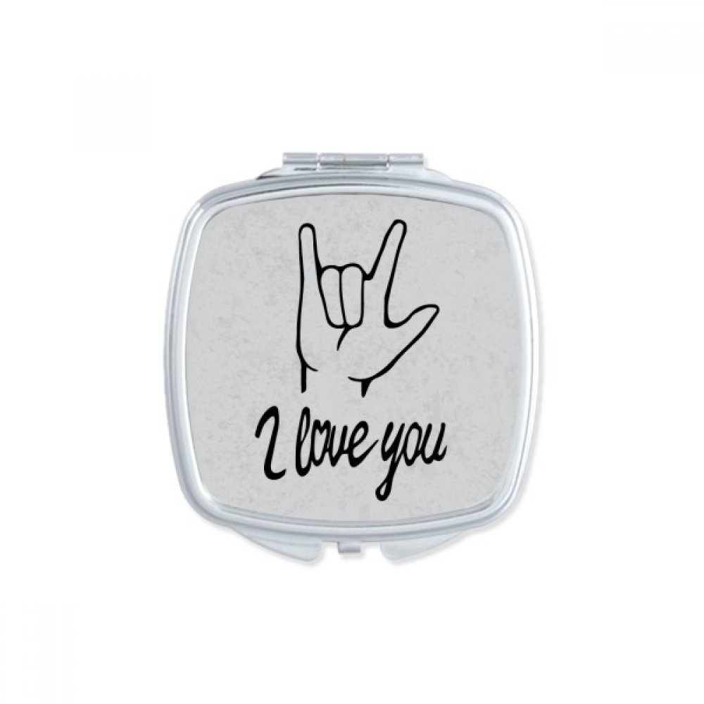 Miroir compact de maquillage Noir I Love You pour vos retouches en voyage