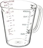 Carlisle 4314307 Commercial Plastic Measuring Cup, 1 Quart, Clear