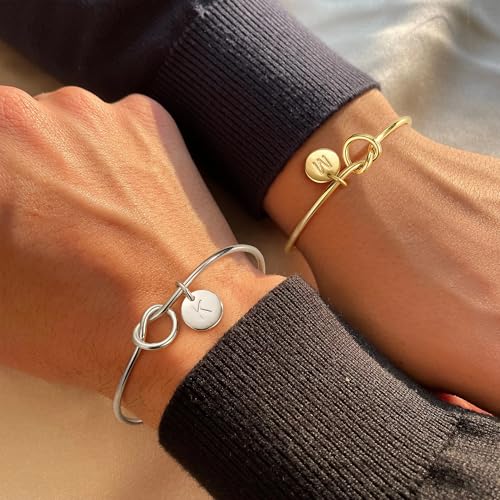 Ursteel Personalized Gold Initial Bracelet for Women - Dainty Gold Knot Letter A-Z Bracelets for Women, Tie The Knot Bracelet Bridesmaid Proposal Jewelry Gifts3