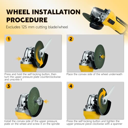 Cordless Angle Grinder for Dewalt 20v Batteries, 6600RPM Brushless Electric Grinder, 4 Variable Speed Metal Grinder for 4.9\'\'Wheels with Adjustable Auxiliary Handle for Cutting, Polishing(No Battery)