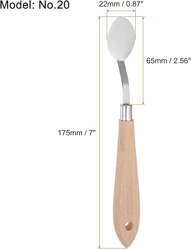 Miniatura 2 de HARFINGTON 4 unids No.20 Paleta Cuchillos 0.866 in Ancho Acero Inoxidable Oval Espátula Pintura Cuchillo de Paleta con Mango de Madera para Óleo