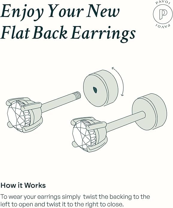Image of PAVOI 14K Gold Plated Dainty Flat Back Earrings for Women, Piercing Studs | Hypoallergenic Stud Earrings with 925 Sterling Silver Posts, Motif Flatback Screw Back Helix Cartilage