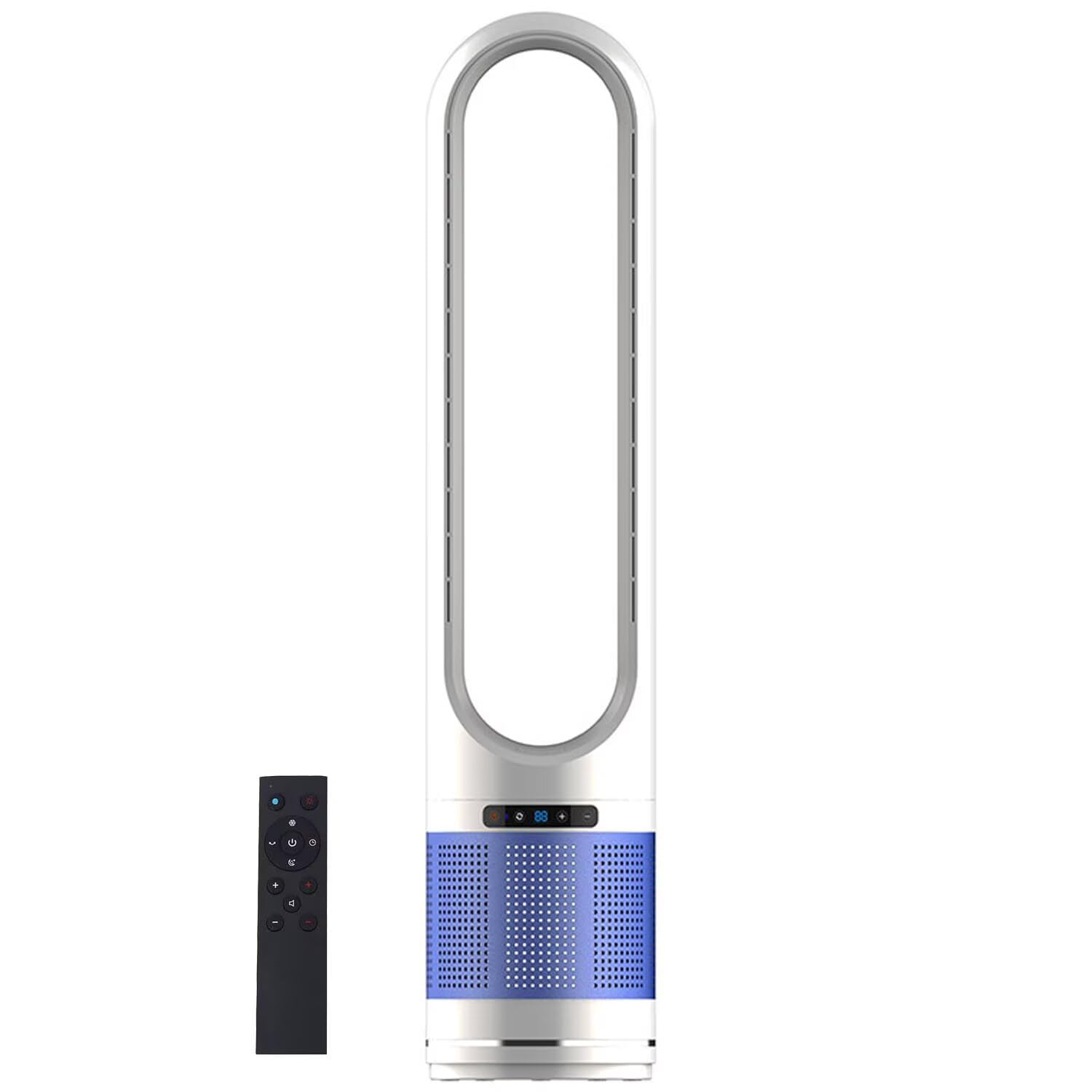 Genérico Ventilador de torre de 105 cm con control remoto, purificador sin aspas, 8 velocidades, temporizador de 8 h, oscilación de 80°, portátil para casa, oficina y pantalla LED