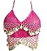 ZLTdream Lady's Belly Dance Bandage Coin Bra Top With Chest Pad Rose