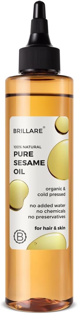 Brillare Pure Sesame Oil, 100 Percent Natural, Organic and Cold Pressed, 200 ML, Zero Chemicals