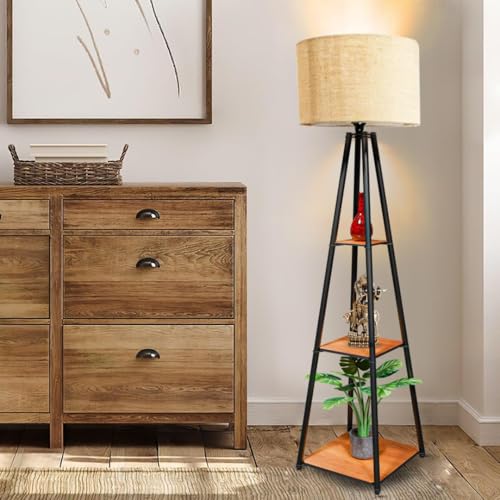Floor Lamp with for Living Room with 3 Shelves Decorative Metal F...