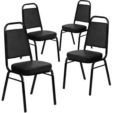 Flash Furniture Stacking Banquet Chair in Black Vinyl Cover
