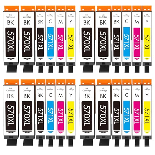 Cartridgeify PGI-570XL CLI-571XL kompatybilne z Canon PGI-570 CLI-571 kartridże do drukarki, wielopak (24 szt.), do PIXMA MG5750 MG5751 TS5050 TS5050 MG5752 MG5753 MG6850 MG6850 MG688850 50 MG650 852