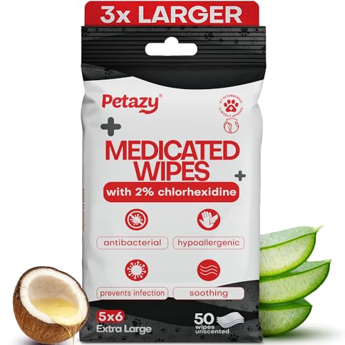 Petazy 2% Chlorhexidine Wipes for Dogs 3X Larger |...
