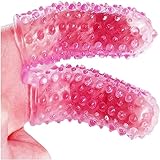 Cardideng Vibrator Finger Sleeve G Spot Clitoral Finger Sleeve Dildo Vibrator Finger Stimulator Brush G-Spot Massage Soft Jelly Clit Adult Couples Sex Toys (red)