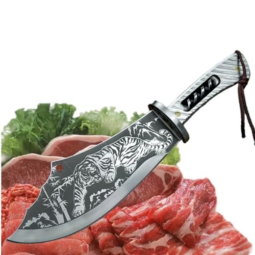 Cleaver Knife, 8 Inch Vegetable Knives All-steel Forged Bone Chopper Tiger Stripe Chopping And Slicing Dual-purpose Knife