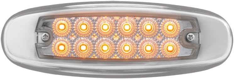 Grand General 78566 Amber Rectangular Spyder 12-LED Marker and Clearance Sealed Light with Clear Lens and Stainless Steel Rim