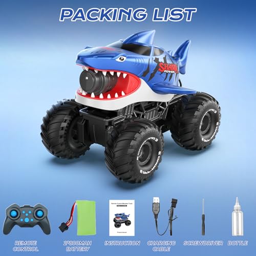 Image of MUYOLO Amphibious Remote Control Car- 2.4GHz Shooting Waterproof RC Monster Truck, 4WD All-terrian Off-Road Water Tank Pool Toy Outdoor Summer Gifts for Kids Boys /Girls Age 6+