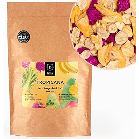 BRIX Freeze Dried Tropicana Fruit | 100% Natural Dried Tropical Fruit Mixture 80g | Great Taste Award Dried Fruit | Non-GMO, Gluten Free, Vegan & Vitamins Retained Cover