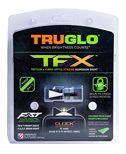 Truglo Tfx Tritium And Fiber-Optic Xtreme Handgun Sights For Glock Pistols, Standard Height, Tfx Front, F.a.s.t. Rear #TOP3