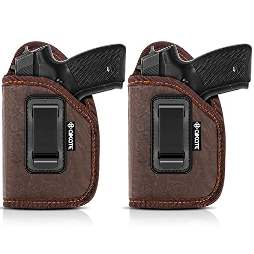2 Pack IWB Holster with Laser Sight, Concealed Carry Gun Holster for Men, ECO Leather Concealment Inside Waistband Holsters Fits Most Compact 9/40/45 & Laser Attachment