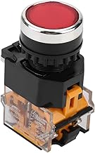 Interruptor de botão de travamento automático, interruptor de botão de botão vermelho de plástico de cabeça chata resistente à temperatura para botão de campainha