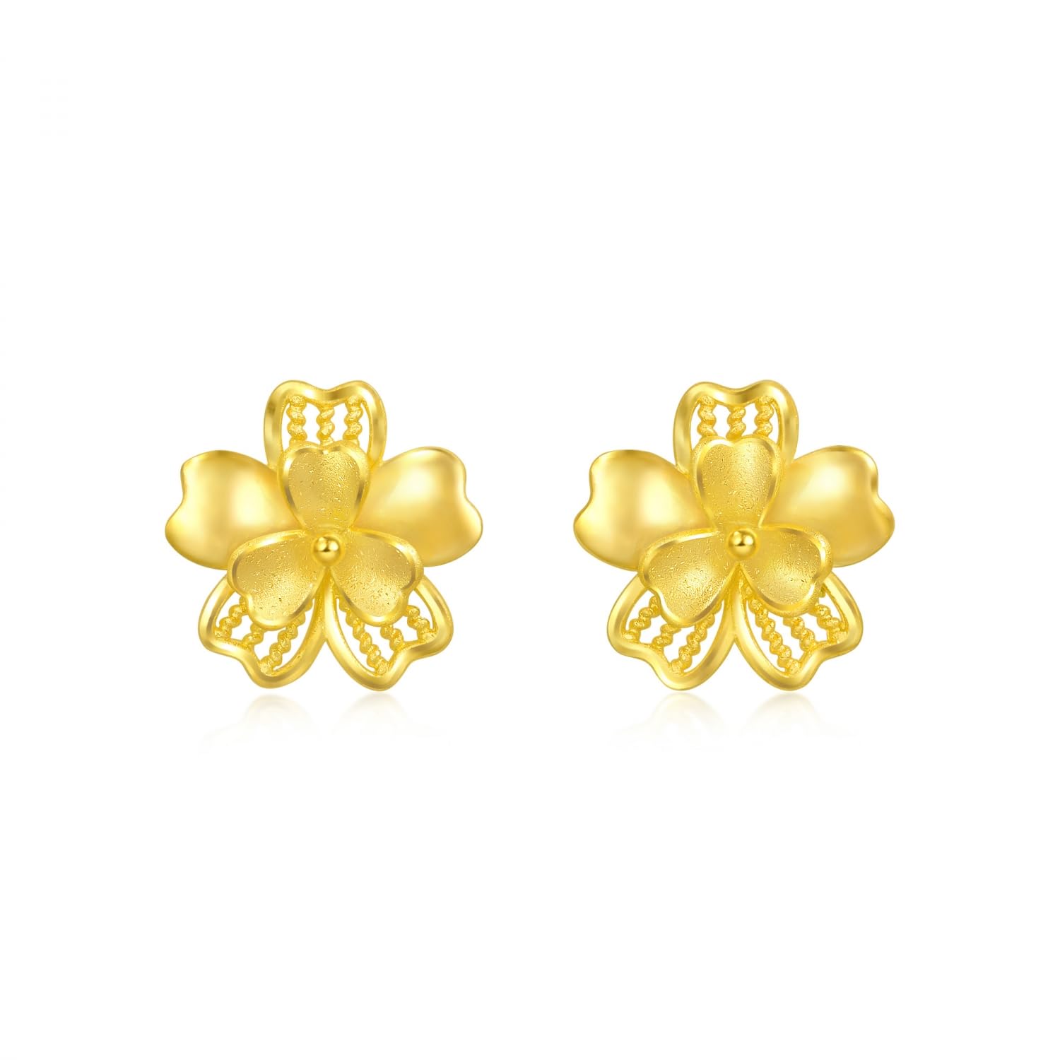 CHOW SANG SANG 999.9 24K Gold Chinese Gifting Collection Blossom Stud Earrings for Women 95307E