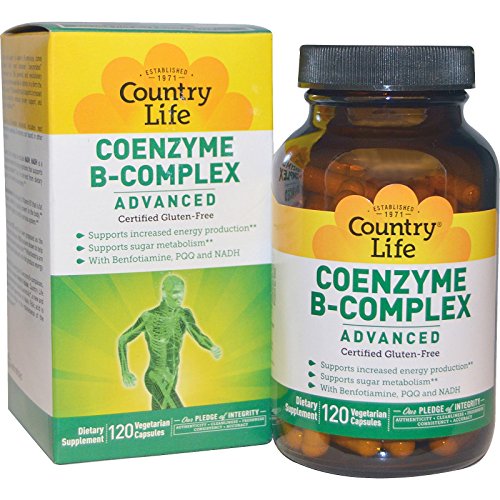 Country Life - Coenzyme B-Complex with Methylfolate, 120 Count, Energy Production & Sugar Metabolism, Gluten-Free Vegan Capsules