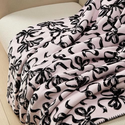 Image of Betsey Johnson - King Size Blanket, Soft Plush Bedding with Cozy Sherpa Reverse, Blanket for Couch or Bed, Lightweight for All Seasons (Ballet Bows Black)