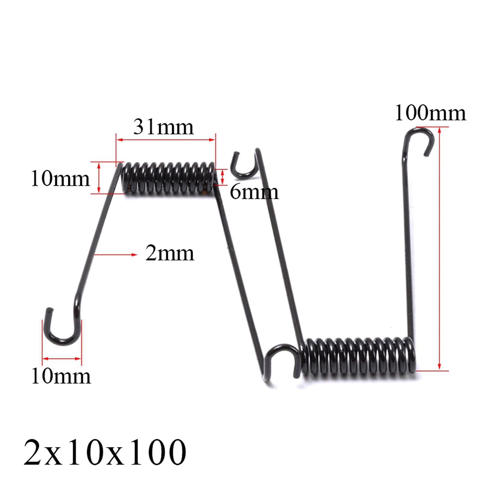 BULINO Stainless Steel Torsion Springs,2 Pcs 2/2.5/3/3.5/4mm Wire Diameter Torsion Manganese Spring Steel Spring Double Torsion Spring, 3.5x17.4x111mm (Color : As Show, Size : 2.5x13.5x97mm)