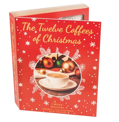 Specialty Division The 12 Coffees, Teas or Cocoas of Christmas (Your Choice) Gourmet Gift Box Set - Best Xmas Present For Friends, Family, Coworkers, or Teachers (Coffee)