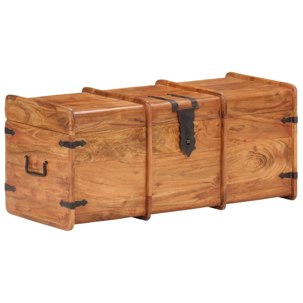 Baúl de madera maciza de acacia, 90 x 40 x 40 cm