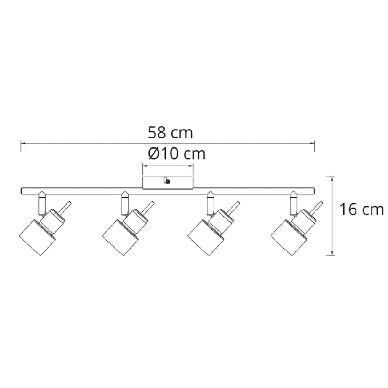 Lámpara de techo con 4 focos orientables, metal, focos LED de interior para pasillo y cocina