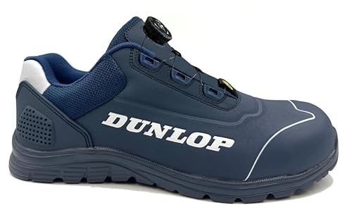 DUNLOP Zapato de Seguridad Matt Navy S3, Microfibra + TPU, Puntera en Fibra de Vidrio, ESD, Cierre rotativo, Talla 43 EU