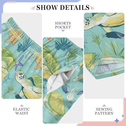 Sea Turtle Surrounded Tropical Fish Boys Pants Girl Sleep Pants Long Trousers Elastic Waist Lounge Bottoms S4