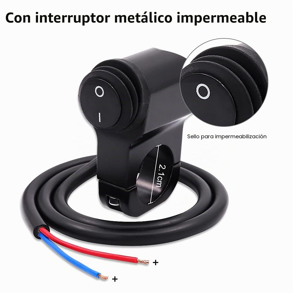 Biqing 2PCS Faros Auxiliares para Moto Focos Delanteros Con Interruptor Impermeable,12V 24V Motocicleta Luces Antiniebla Delanteras Adicionales para Motocicletas Bicicletas Coches Camiones