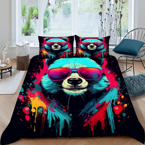 Housse de couette panda anti-plis en microfibre douce pour grand lit double - 2
