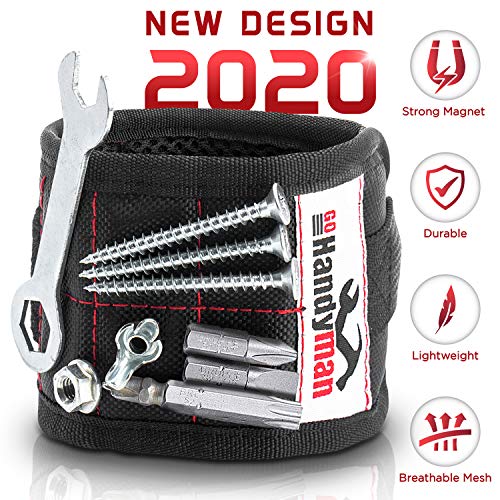 Go Handyman Magnetic Wristband with Strong Magnets for Holding Screws, Nails, Drill Bits - Best Unique Tool Gift for diy – Convenient Solution for Professional and Home Use