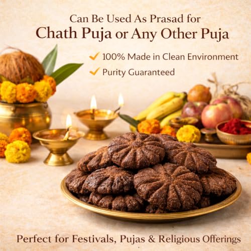 Image of Second Mommy Gud Thekua (500g) - Traditional Bihari Jaggery Cookies | Homemade Chhath Prasad | No Maida, No Dalda, No Preservatives