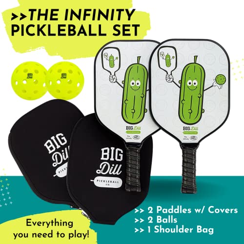 Big Dill Pickleball Paddle Set 2-Pack Pickleball Paddles with Outdoor Pickleball Balls, Paddle Covers & Carry Bag | Pickleball Paddles Set of 2 USAPA Approved - Image 3